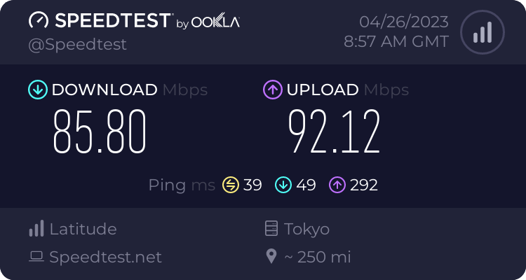 ExpressVPN連線日本的速度
