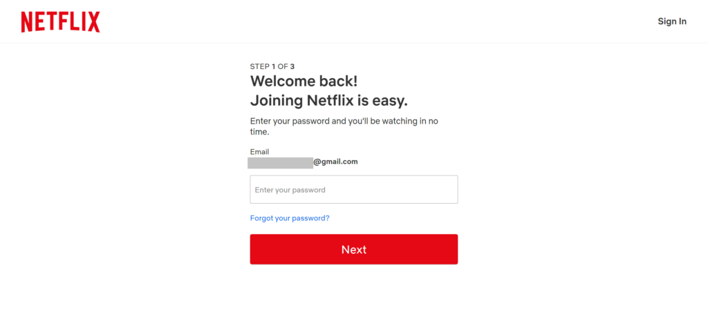 輸入Netflix登入密碼