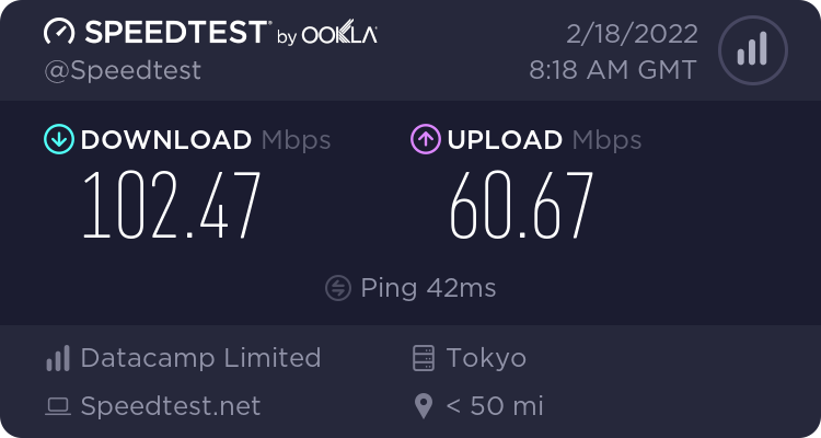 CyberGhost連線到日本的速度