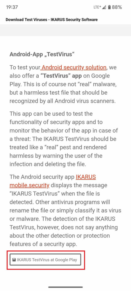 IKARUS手機病毒下載測試
