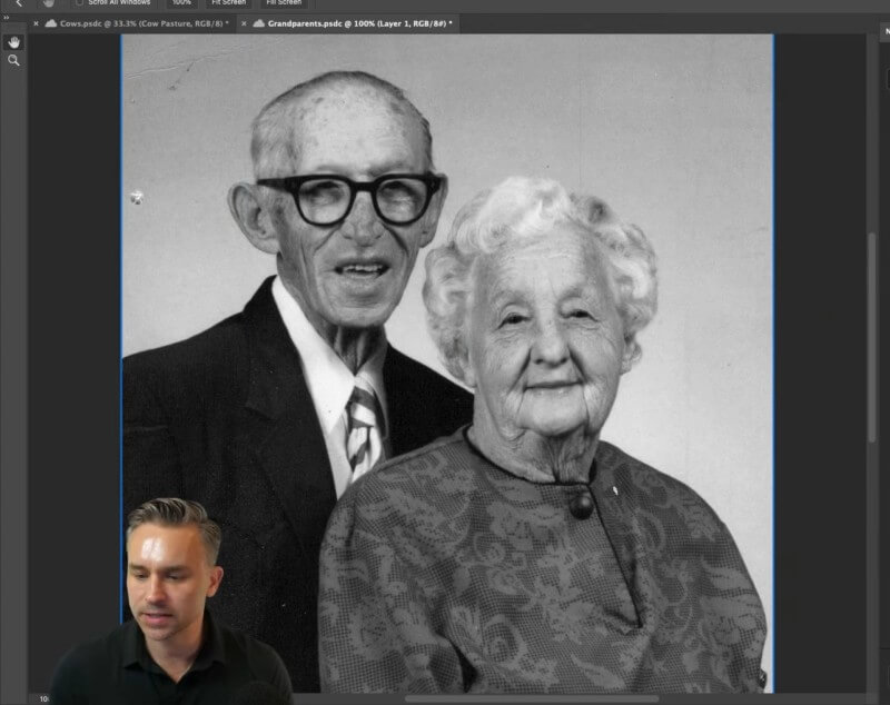 Neural Filters「彩色化」濾鏡開啟前的爺爺奶奶照片