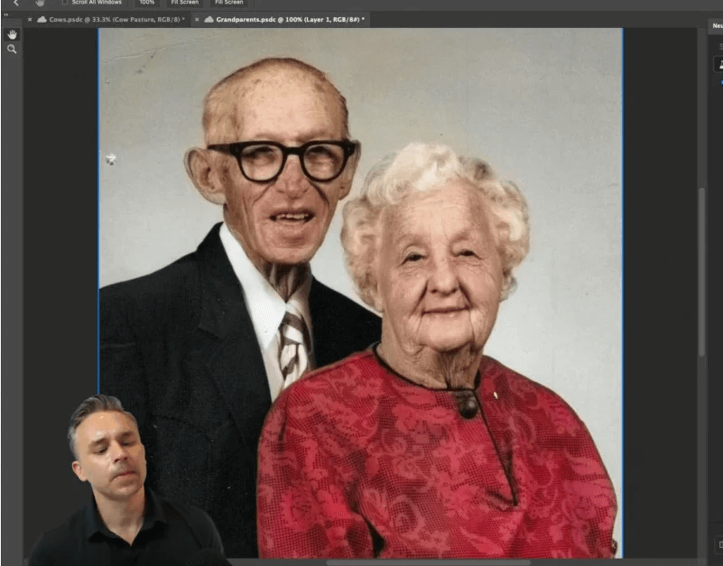 Neural Filters「彩色化」濾鏡開啟後的爺爺奶奶照片