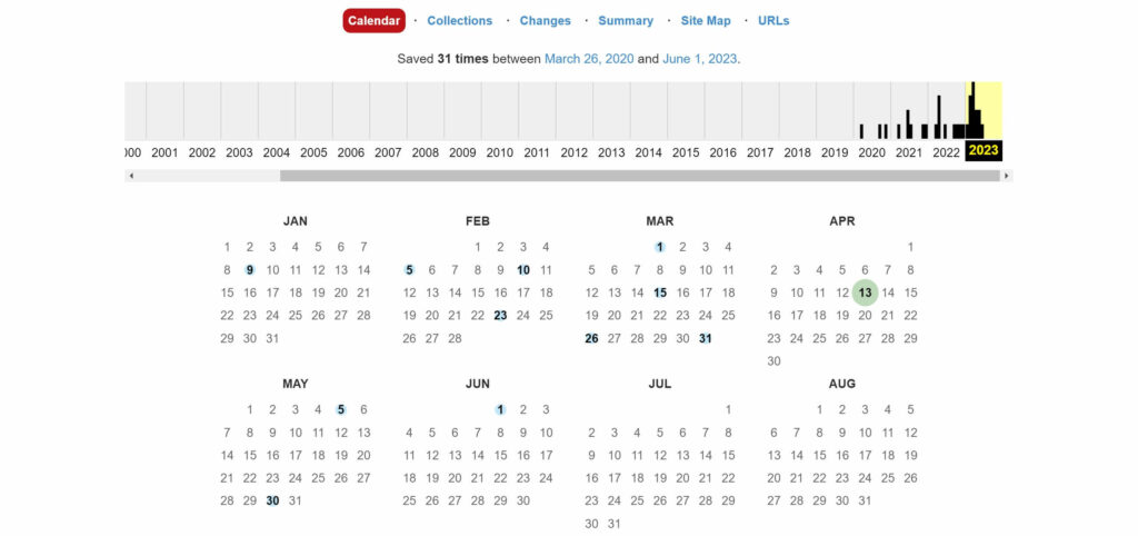 Wayback Machine指定年份和日期