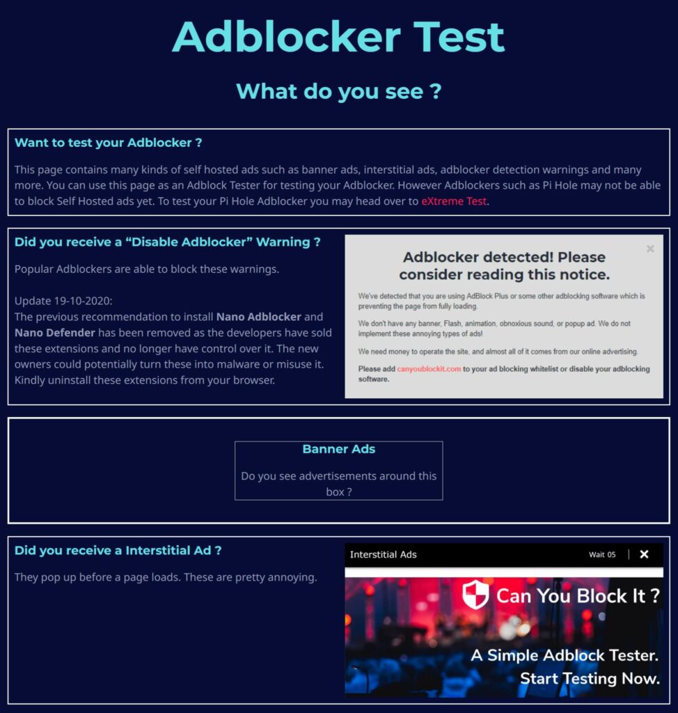 AdBlock Tester測試CleanWeb 2.0