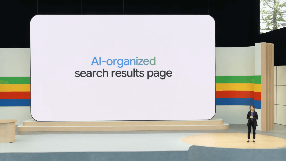 AI-organized search results page